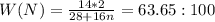 W(N)= \frac{14*2}{28+16n} = 63.65:100