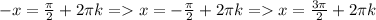 -x= \frac{ \pi }{2} +2 \pi k=x=-\frac{ \pi }{2} +2 \pi k=x=\frac{ 3\pi }{2} +2 \pi k