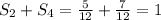 S_{2}+S_{4}= \frac{5}{12}+ \frac{7}{12}=1