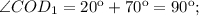 \angle COD_1=20к+70к=90к;