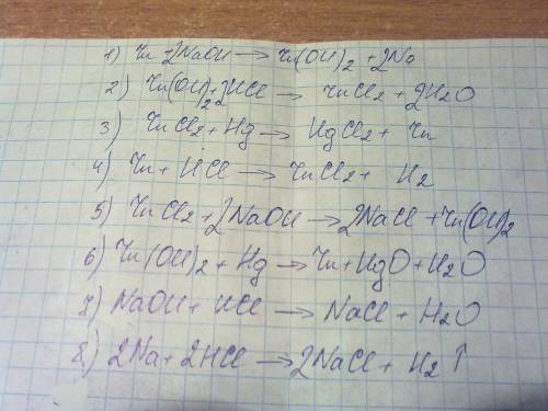 1. написать уравнение возможных реакций, из этих веществ и продуктов их реакций. zn, zno, hg, naoh,