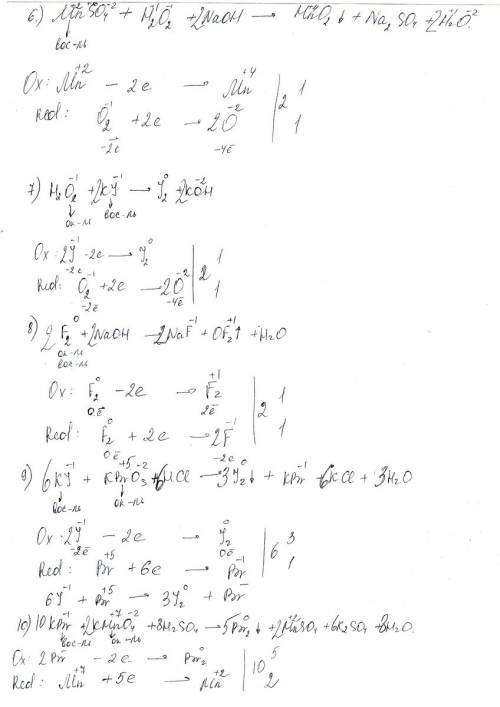 Расстановка коэфициентов в окислительно-восстановительных реакциях. сделайте хотя бы 5 реакций буду