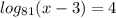 log_{81} (x-3) = 4