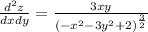 \frac{d^2z}{dxdy}=\frac{3xy}{(-x^2-3y^2+2)^{\frac{3}{2}}}