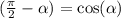 ( \frac{\pi}{2} - \alpha ) = \cos( \alpha )