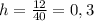 h= \frac{12}{40} =0,3