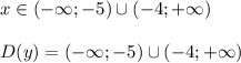 x\in (-\infty;-5)\cup(-4;+\infty)\\\\D(y)= (-\infty;-5)\cup(-4;+\infty)