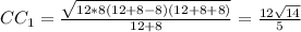 CC_{1}=\frac{\sqrt{12*8(12+8-8)(12+8+8)}}{12+8} = \frac{12\sqrt{14}}{5}