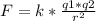 F = k* \frac{q1*q2}{r^{2}}