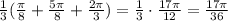 \frac{1}{3}(\frac{\pi}{8}+\frac{5\pi}{8}+\frac{2\pi}{3})=\frac{1}{3}\cdot \frac{17\pi }{12}=\frac{17\pi}{36}