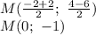 M( \frac{-2+2}{2}; \ \frac{4-6}{2} )&#10;\\\&#10;M( 0; \ -1 )