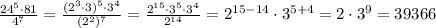 \frac{24^5\cdot81}{4^7}= \frac{(2^3\cdot3)^5\cdot3^4}{(2^2)^7}=&#10; \frac{2^{15}\cdot3^5\cdot3^4}{2^{14}}=2^{15-14}\cdot3^{5+4}=2\cdot3^9=39366