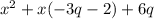 x^2+x(-3q-2)+6q