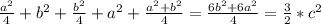 \frac{a^2}{4}+b^2+\frac{b^2}{4}+a^2 + \frac{a^2+b^2}{4} =\frac{6b^2+6a^2}{4}=\frac{3}{2}*c^2