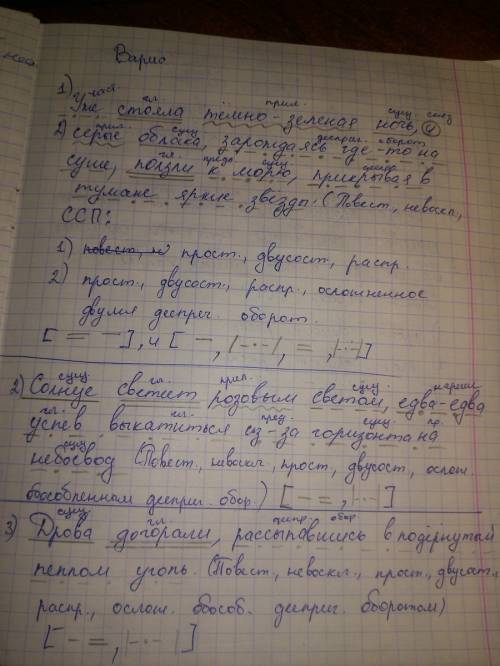 Сделать синтаксический разбор предложений 1.уже стояла тёмно-зелёная ночь,и серые облака,зарождаясь