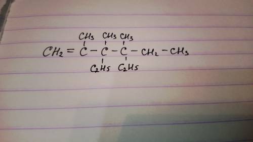 Напишите формулу: 2,3,4 – триметил – 3,4- диэтилгексен –1