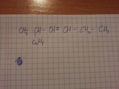 Составьте формулу органического соединения по названию: 2-этилгексен-3 , !