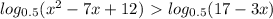 log_{0.5} ( x^{2} -7x+12)\ \textgreater \ log_{0.5}(17-3x)