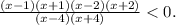 \frac{(x-1)(x+1)(x-2)(x+2)}{(x-4)(x+4)}<0.
