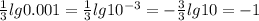 \frac{1}{3}lg0.001= \frac{1}{3}lg10^{-3}=- \frac{3}{3}lg10=-1