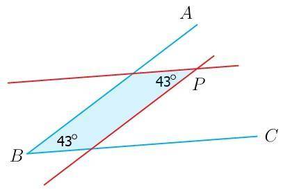 Иможете сделать подробное решение с рисунком 20 дан угол авс он равен 43 градуса.из точки p лежащей