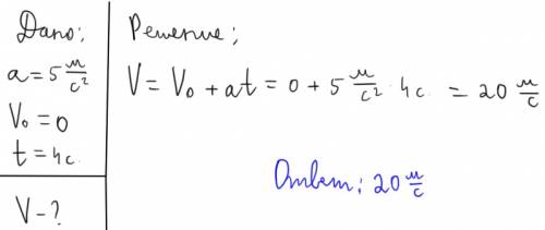 Автомобиль движется из состояния покоя с ускорением 5м/с квадрате.чему равен скорость автомобиля чер