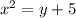 x^2=y+5