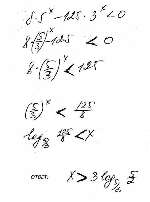 8*5^х-125*3^х< 0 решить неравенство.