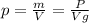 p= \frac{m}{V}= \frac{P}{Vg}