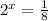 2^{x}= \frac{1}{8}