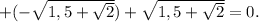 +(- \sqrt{1,5+ \sqrt{2} }) +\sqrt{1,5+ \sqrt{2} }=0.