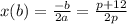 x(b)= \frac{-b}{2a}= \frac{p+12}{2p}