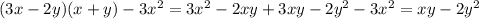 (3x-2y)(x+y)-3x^2=3x^2-2xy+3xy-2y^2-3x^2=xy-2y^2