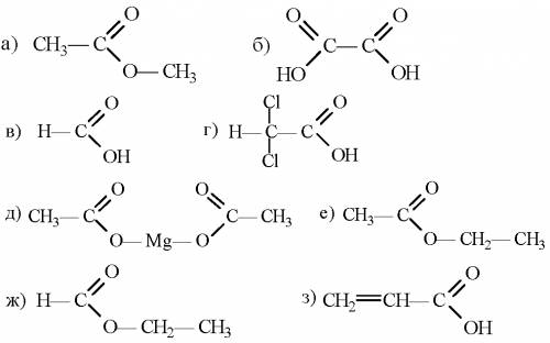 Составте сокращённые и структурные формулы: а) метилацетата б) метилформиата в) этилацетата
