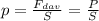 p = \frac{ F_{dav} }{S} = \frac{P}{S}