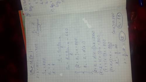 Дана арифметическая прогрессия 2+6+10++х=450. найти х. дана арифметическая прогрессия 30+27+24++х=16