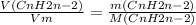 \frac{V(CnH2n-2)}{Vm}= \frac{m(CnH2n-2)}{M(CnH2n-2)}