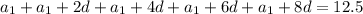 a_1+a_1+2d+a_1+4d+a_1+6d+a_1+8d=12.5