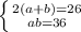 \left \{ {2(a+b)=26} \atop {ab=36}} \right.