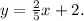 y=\frac{2}{5}x+2.