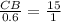 \frac{CB}{0.6} = \frac{15}{1}