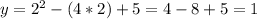 y= 2^{2} -(4*2)+5=4-8+5=1