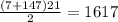 \frac{(7+147)21}{2}=1617