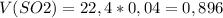 V(SO2)=22,4*0,04=0,896