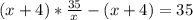 (x+4)* \frac{35}{x}-(x+4) = 35