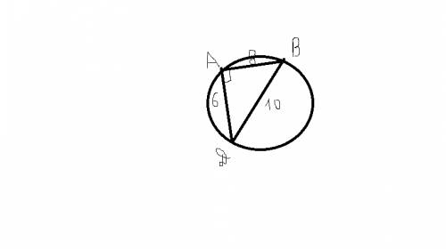 Найдите площадь круга если db-его диаметр ,а хорды ad и ab равны 8 см и 6 см