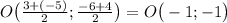 O\big( \frac{3+(-5)}{2}; \frac{-6+4}{2}\big)= O\big( -1; -1\big)