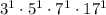 3^1\cdot5^1\cdot 7^1\cdot 17^1