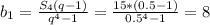 b_{1}=\frac{S_{4}(q-1)}{q^4-1}= \frac{15*(0.5-1)}{0.5^4-1} =8