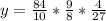 y= \frac{84}{10}* \frac{9}{8} * \frac{4}{27}